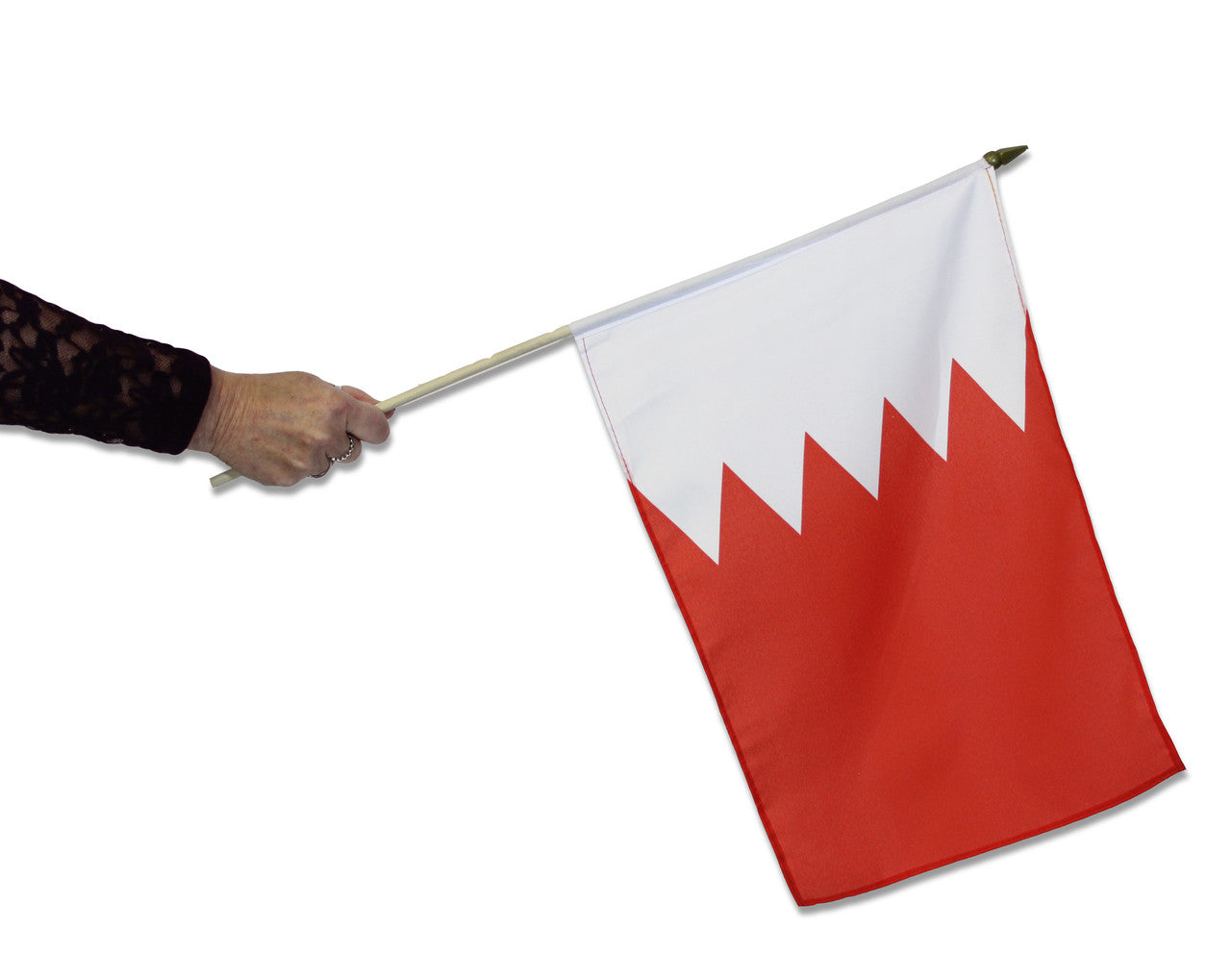 Buy bahrain waving flag online. Premium polyester for indoor or outdoor use.