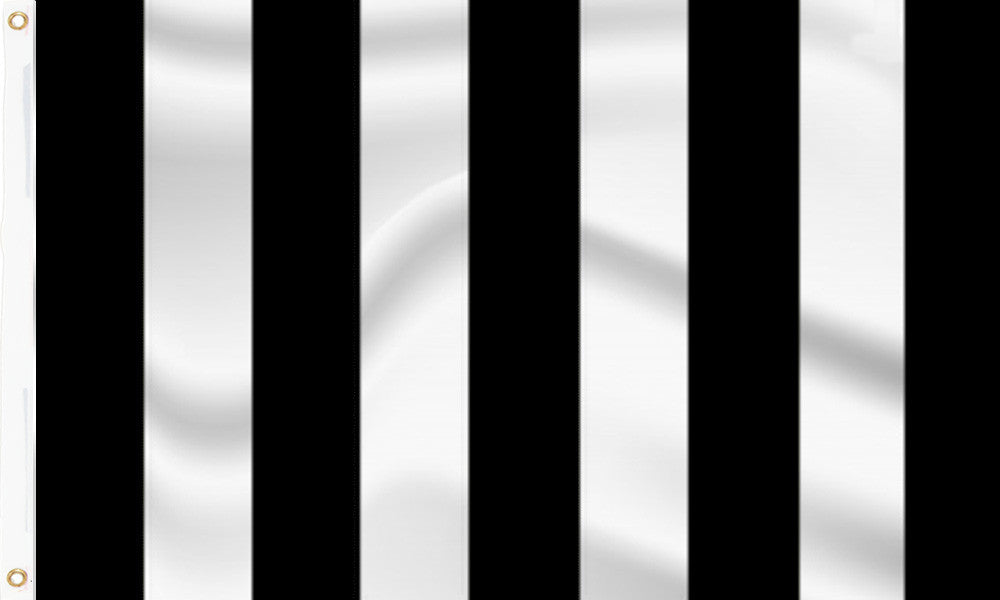 Buy black white striped flag newcastle online. Premium polyester for indoor or outdoor use.