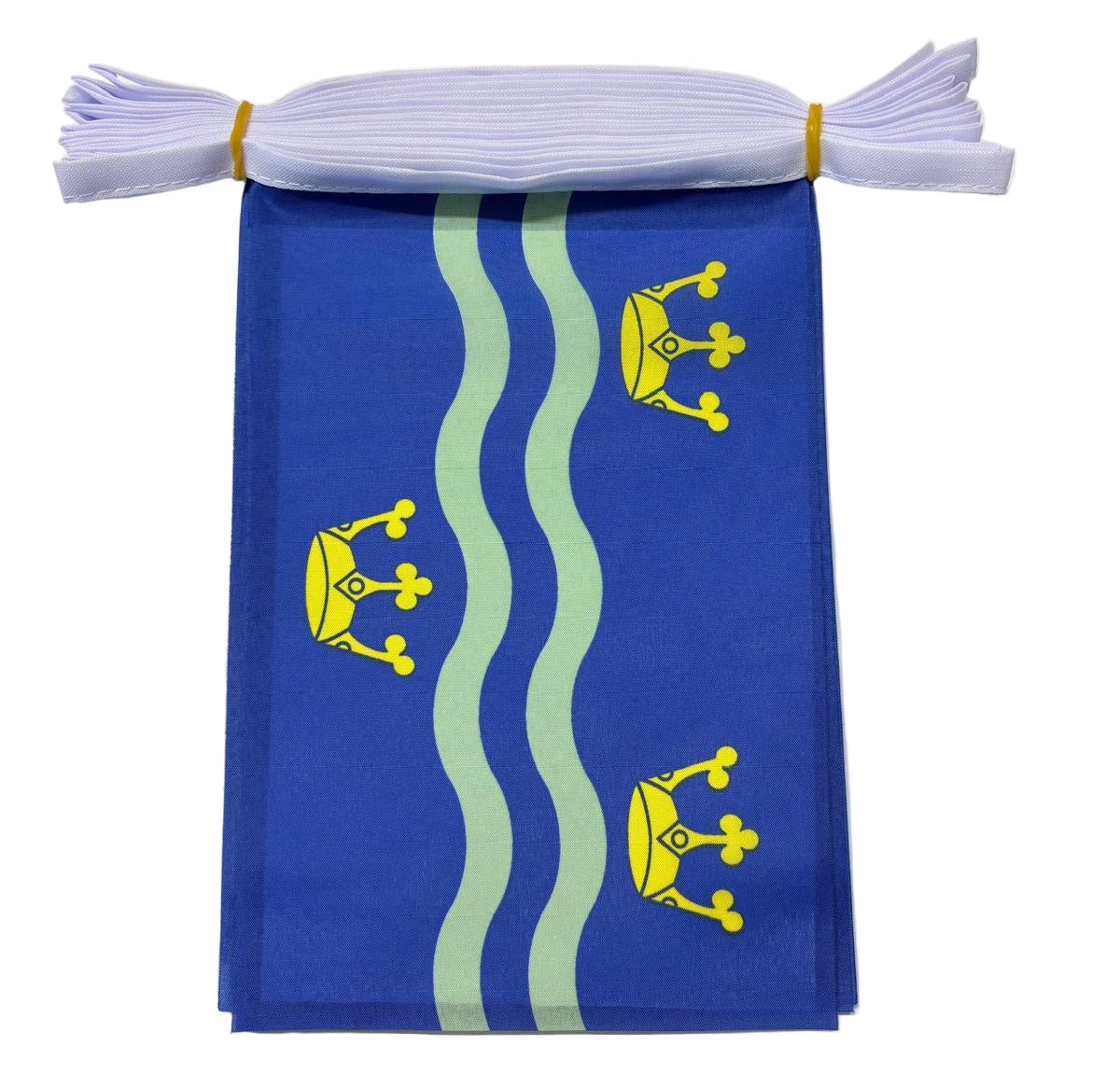 Cambridge Blue flag with yellow emblem and white ribbon