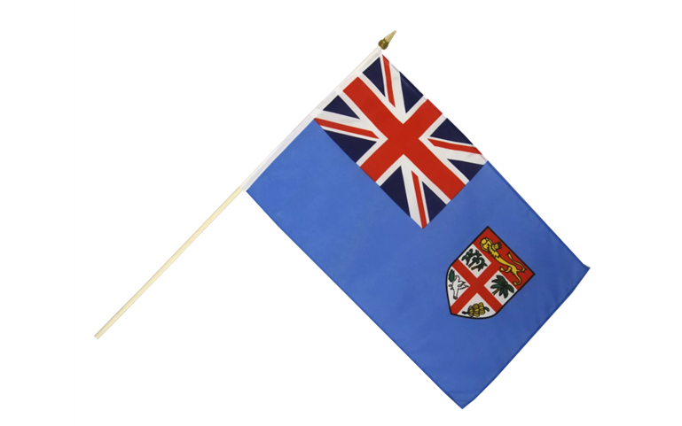 Fiji Waving Flag On Wooden Stick