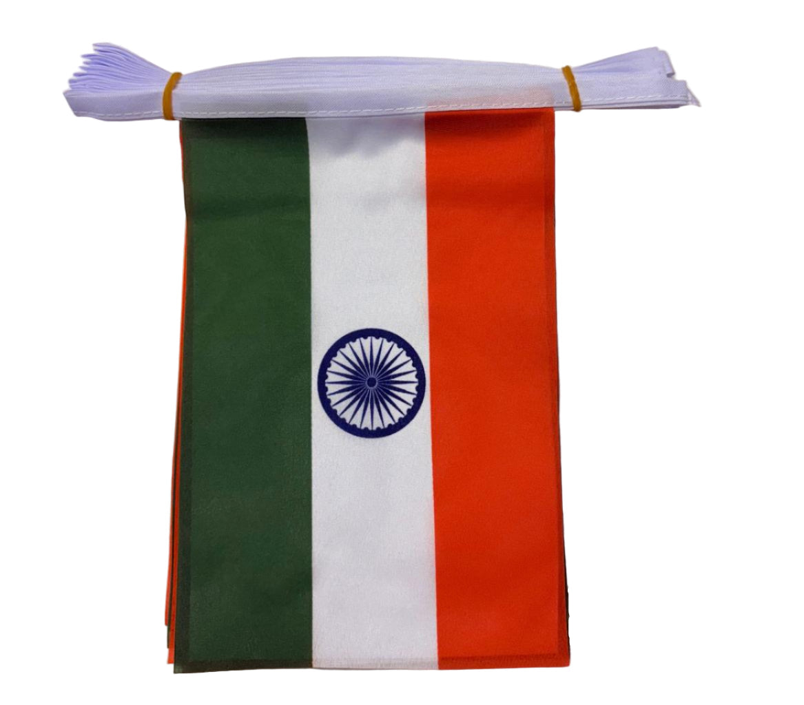 Indian flag with green, white, and orange stripes India Bunting