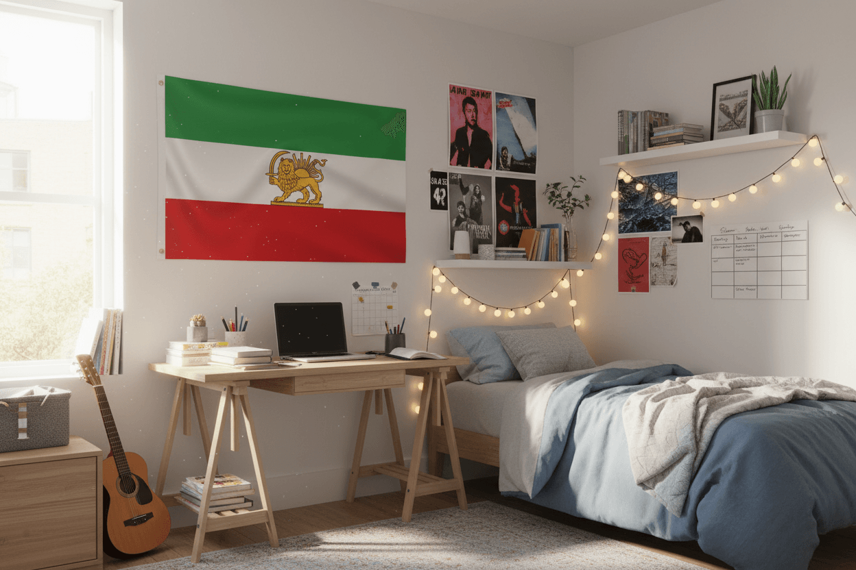 iran persia lion 1907 1933 flag, made from premium polyester, for sale.