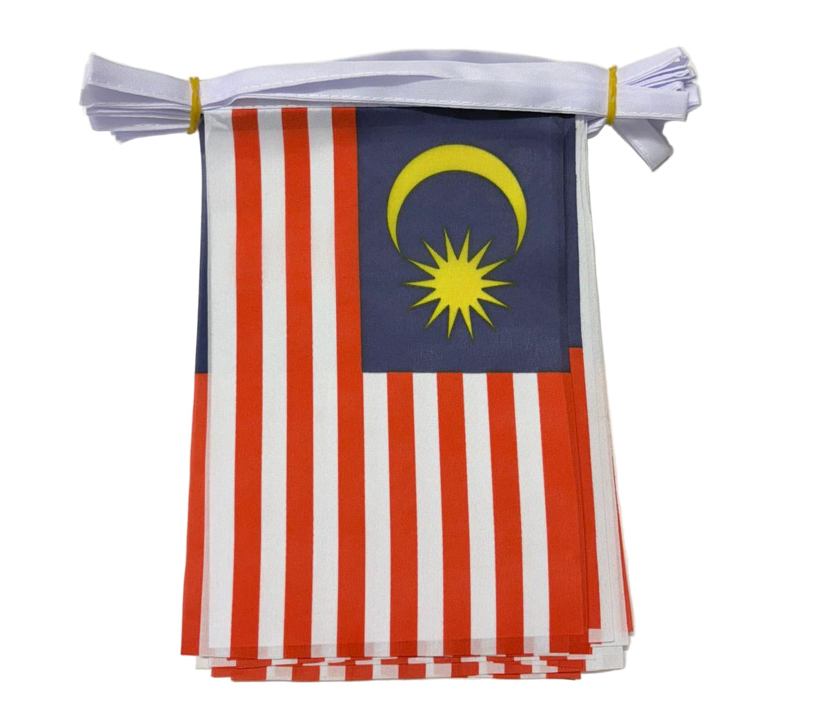Malaysian flag bunting with a white line