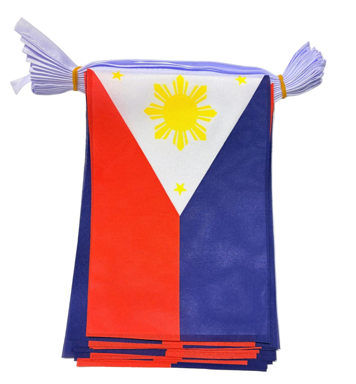 Philippines flags with a sun emblem on a white bstring