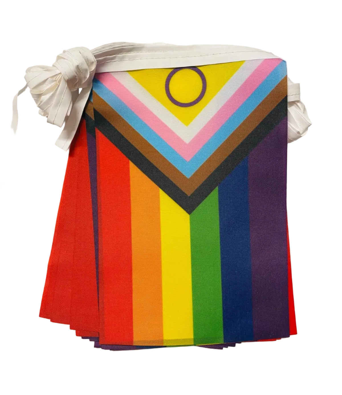 Buy intersex progress pride bunting online. Premium polyester for indoor or outdoor use.