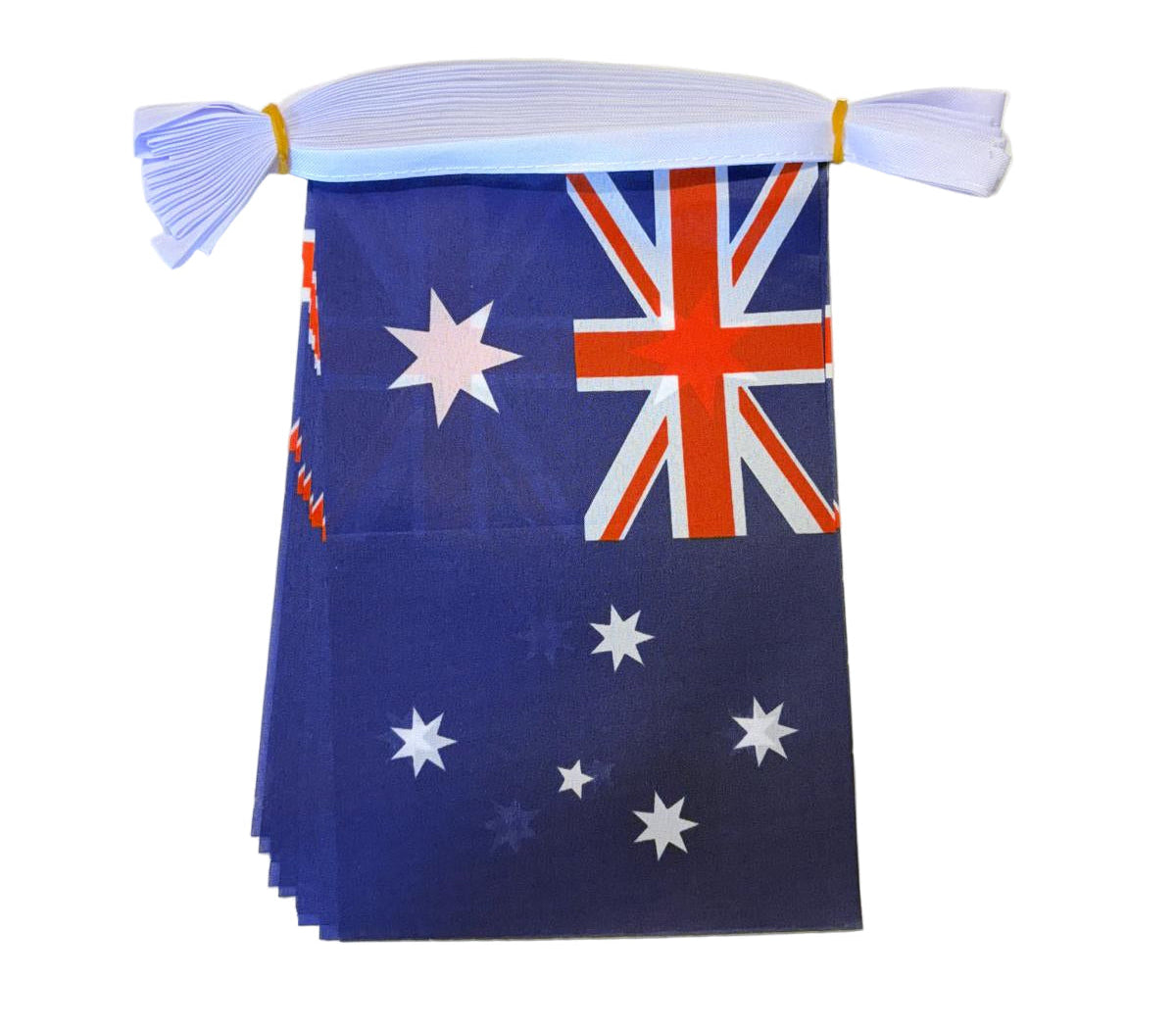 Australian flag bunting. White star and a Union Jack on a blue back ground