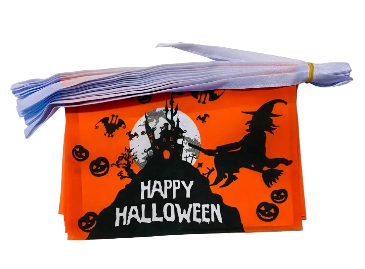 Buy happy halloween bunting online. Premium polyester for indoor or outdoor use.