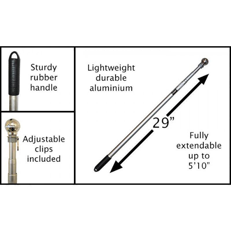 Buy 6 ft telescopic flagpole hand held online. Premium polyester for indoor or outdoor use.