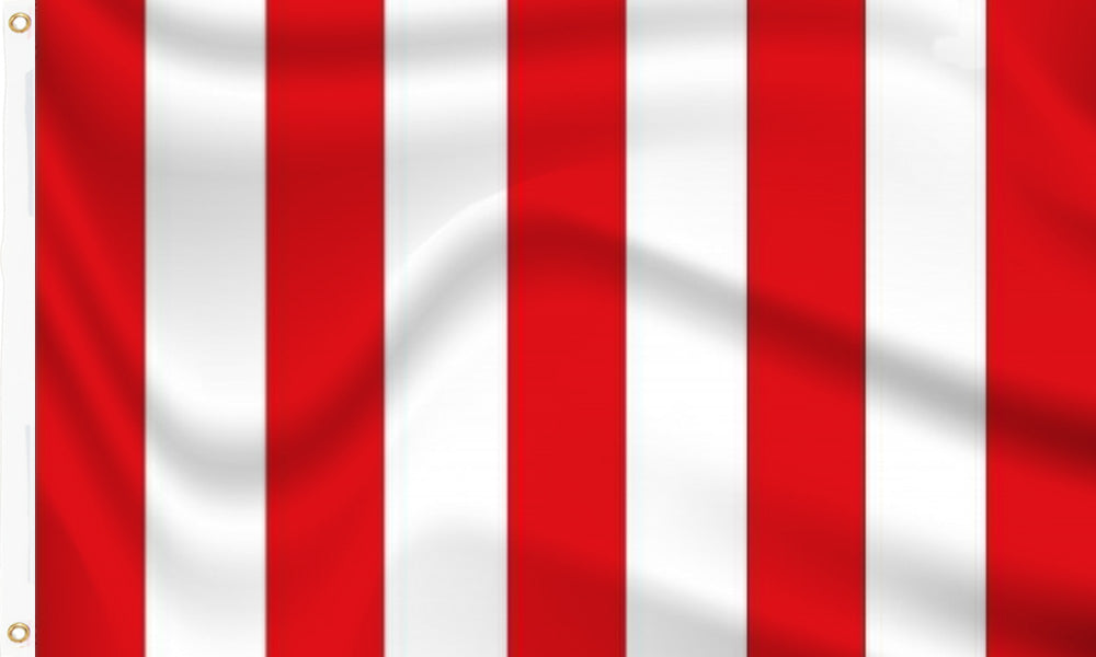 Buy red white striped flag online. Premium polyester for indoor or outdoor use.