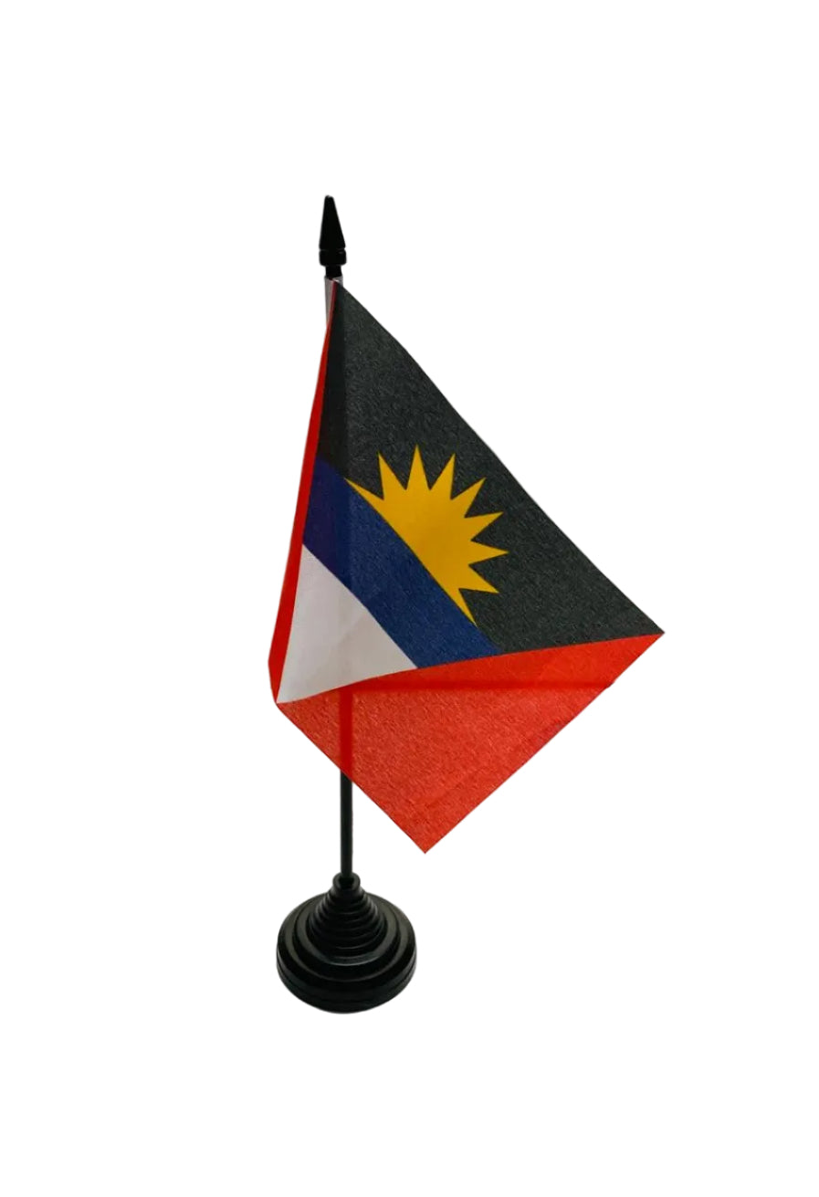antigua barbuda desk flag, made from premium polyester, for sale.