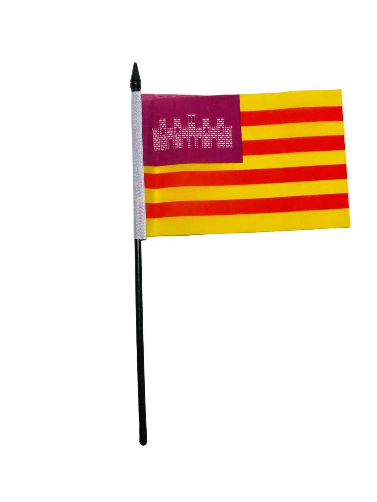 Small flag with red and yellow stripes on a white background