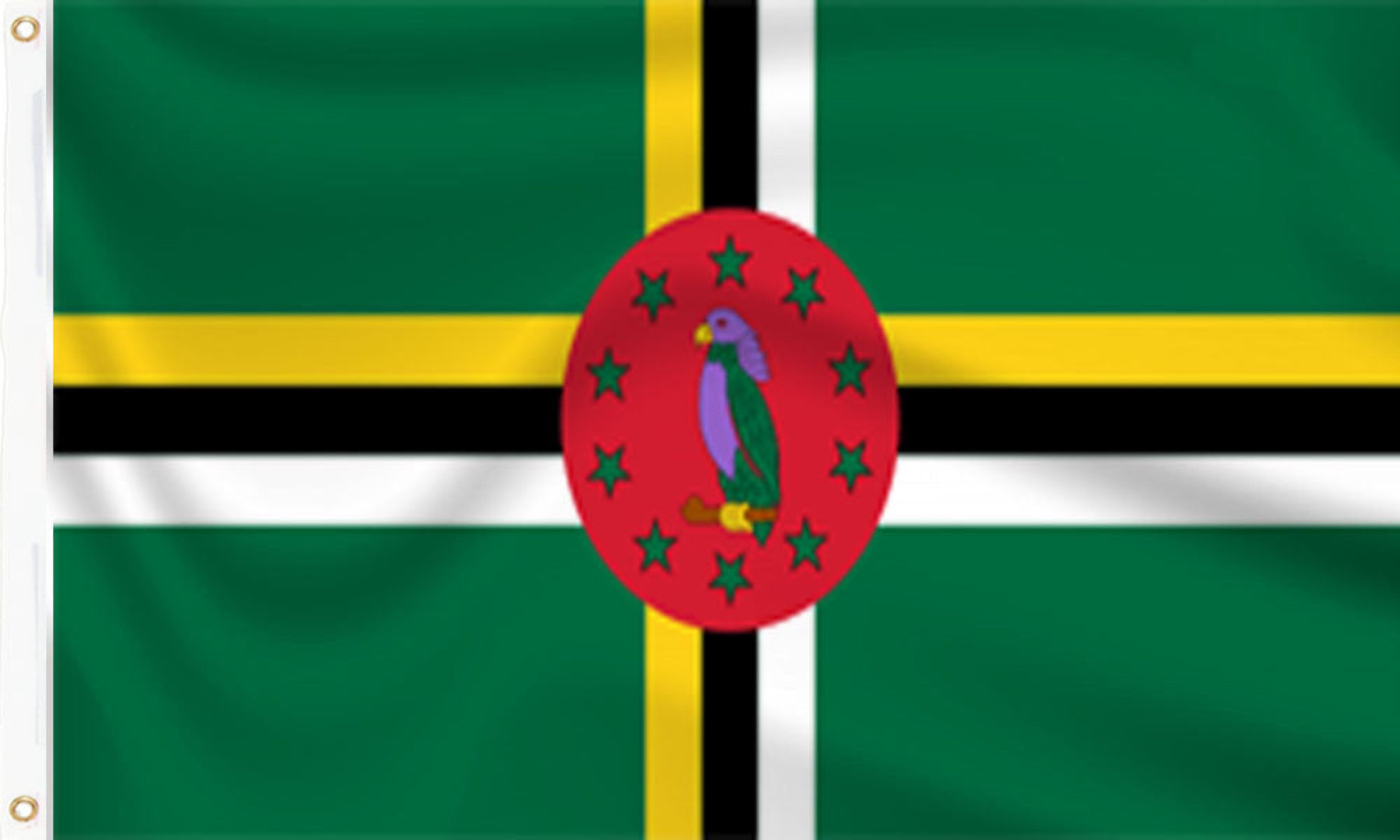 Buy dominica flag online. Premium polyester for indoor or outdoor use.