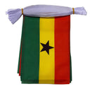 Ghana Flag with green, yellow, and red stripes and a black star 