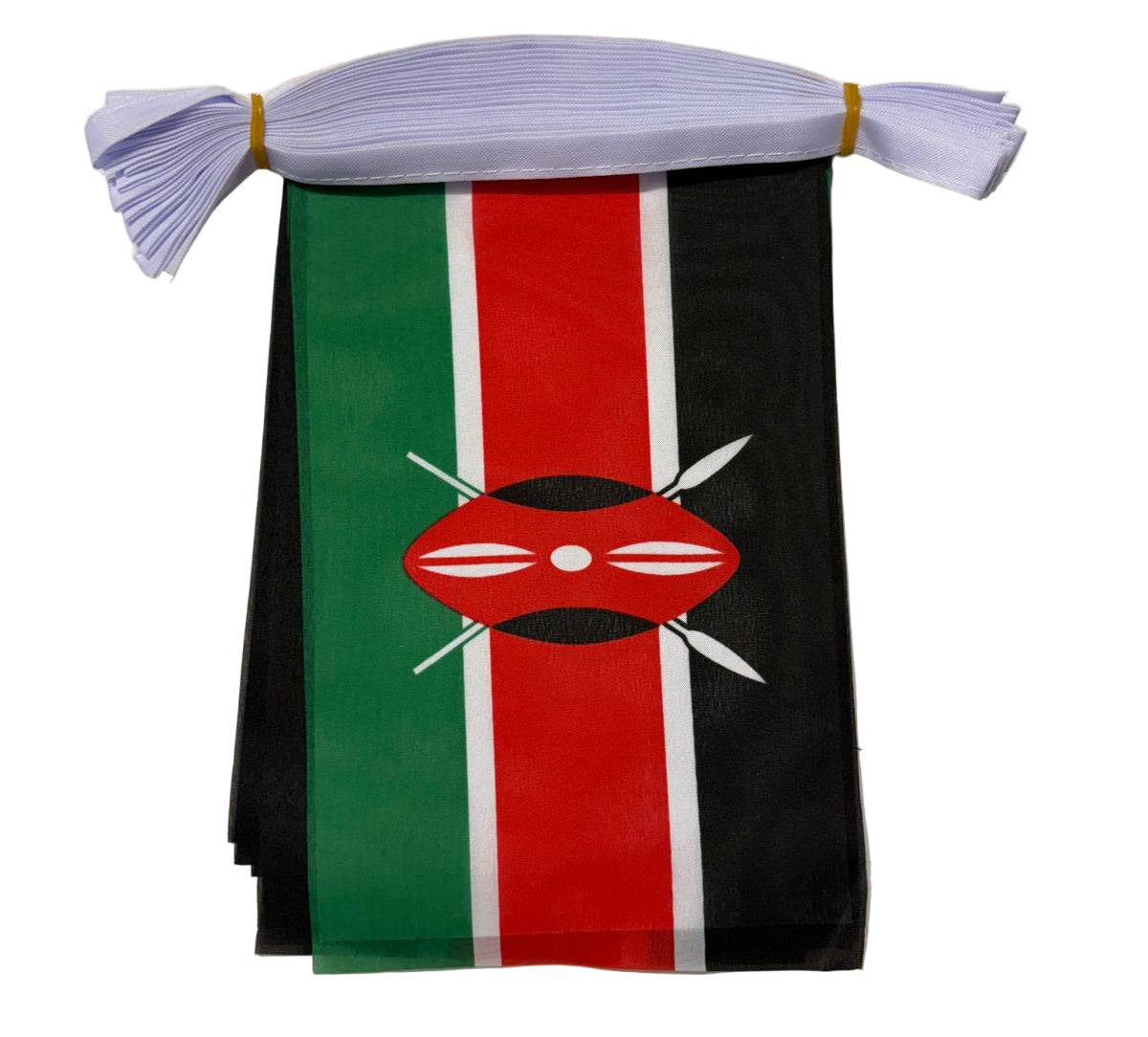 Kenya Flag Bunting with a white ribbon 