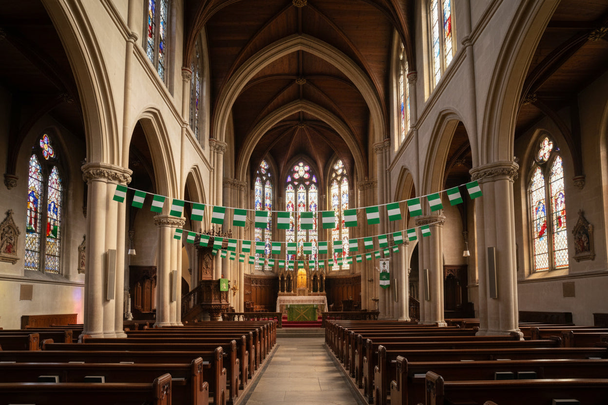 nigeria bunting, made from premium polyester, for sale.