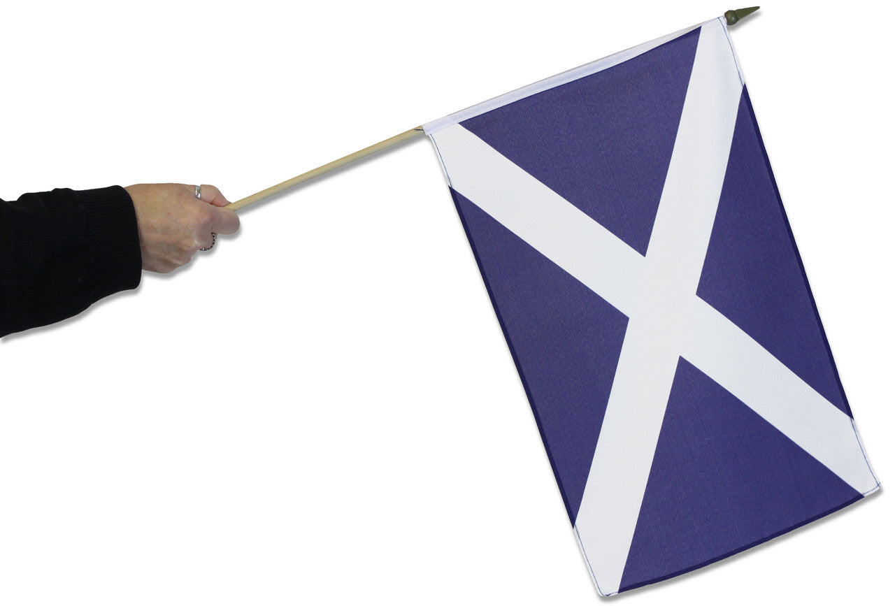 Large Scotland hand flag on wooden stick