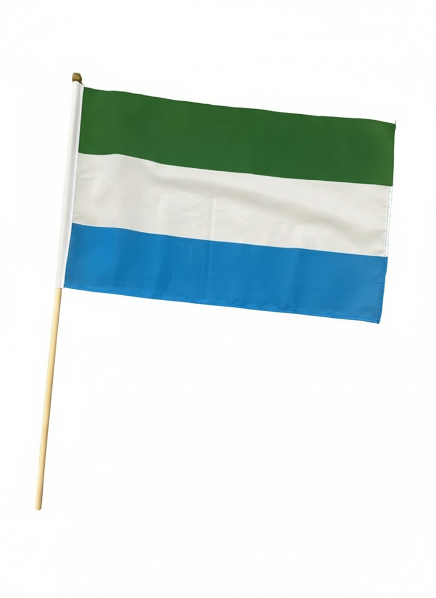 Buy sierra leone waving flag online. Premium polyester for indoor or outdoor use.