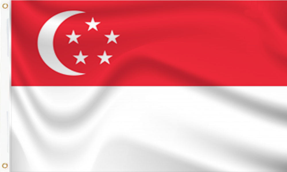 Buy singapore flag online. Premium polyester for indoor or outdoor use.