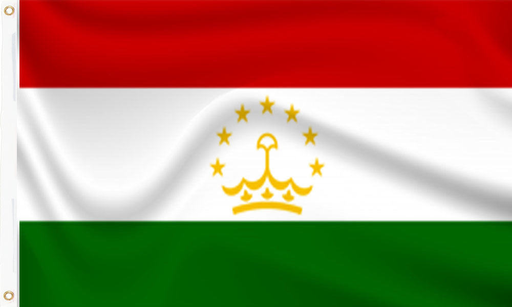 Buy tajikistan flag online. Premium polyester for indoor or outdoor use.