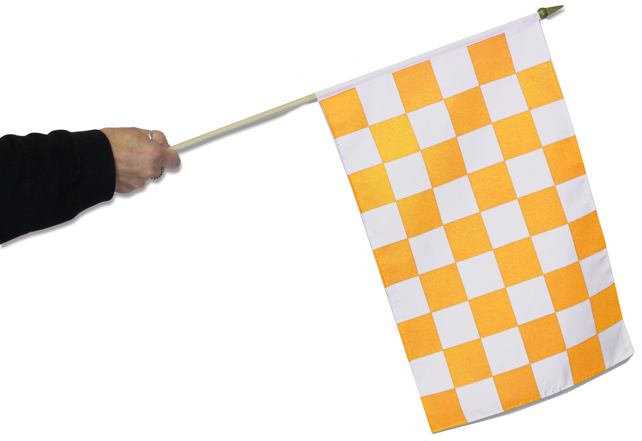 Tangerine Orange & White Chequered Waving Flag to buy online