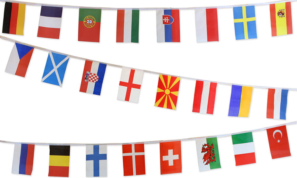 Details about   24 Team Flags 10m Football Party Bunting Euro 21 Fabric European Championships 
